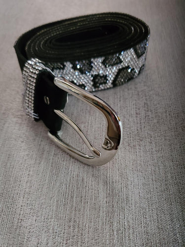 Belt Silver/Black Leopard