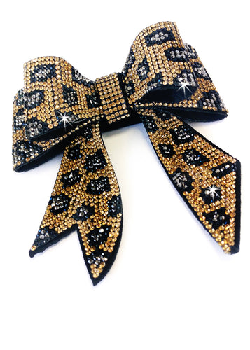 Bows Crystal Bling Leopard Gold