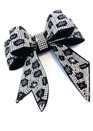 Bows Crystal Bling Leopard Silver