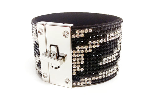 Zebra Cuff Bracelet with Silver Buckle