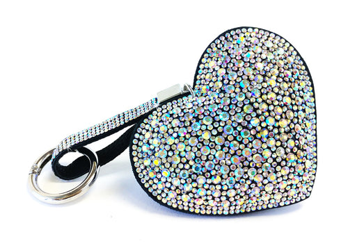 Keychain Iced Crystal Heart Purse Charm Aurora Borealis