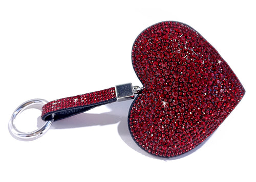 Keychain Iced Crystal Heart Purse Charm Red